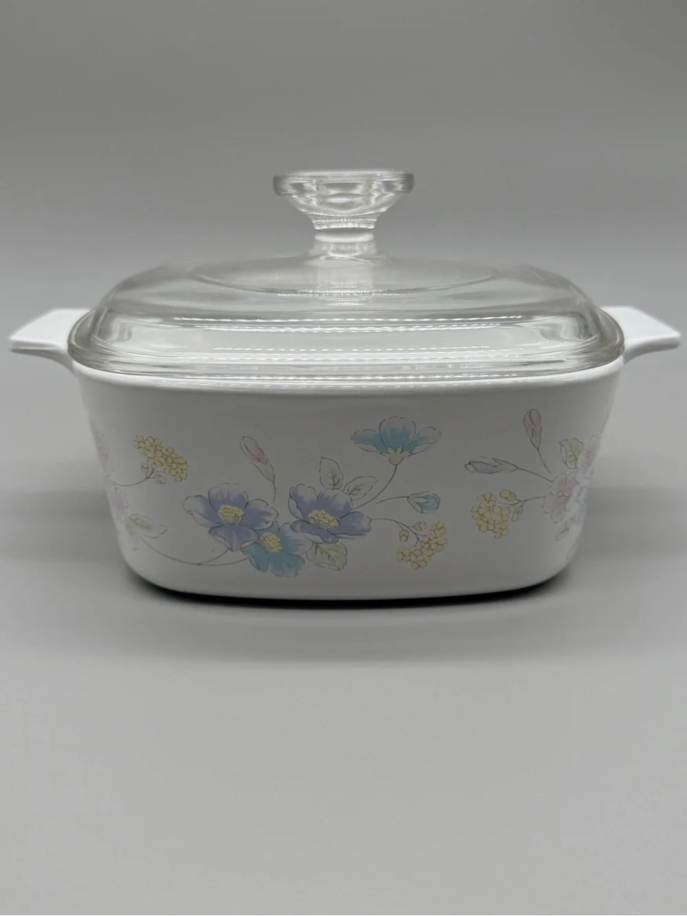 Vintage Corning Ware Pastel Bouquet 1.5L Casserole Dish A-1 1/2-B with Pyrex Lid